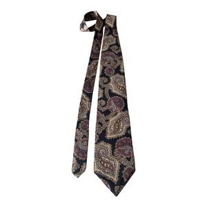 CHRISTIAN DIOR MEN’S BLACK BROWN PRUPLE BLUE TAN PAISLEY SILK NECKTIE TIE